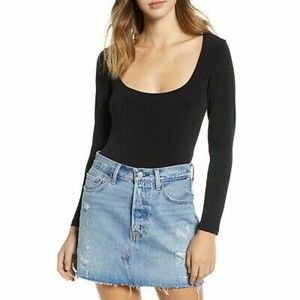 Leith Black Long Sleeve Bodysuit